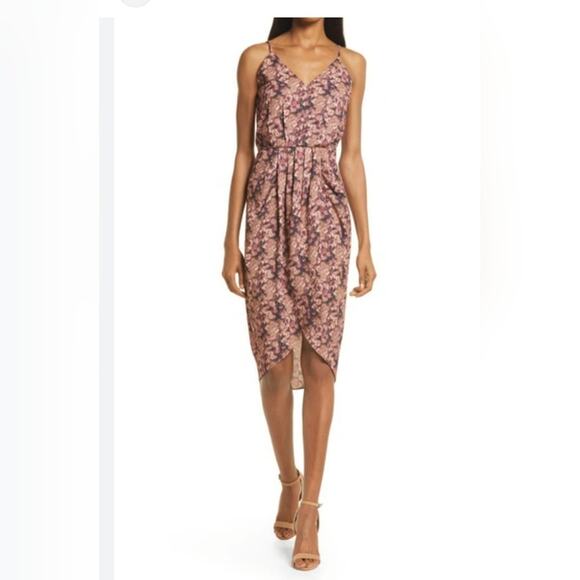 Chelsea28 women's XS sleevless faux wrap in mauve midi dress - Picture 2 of 11